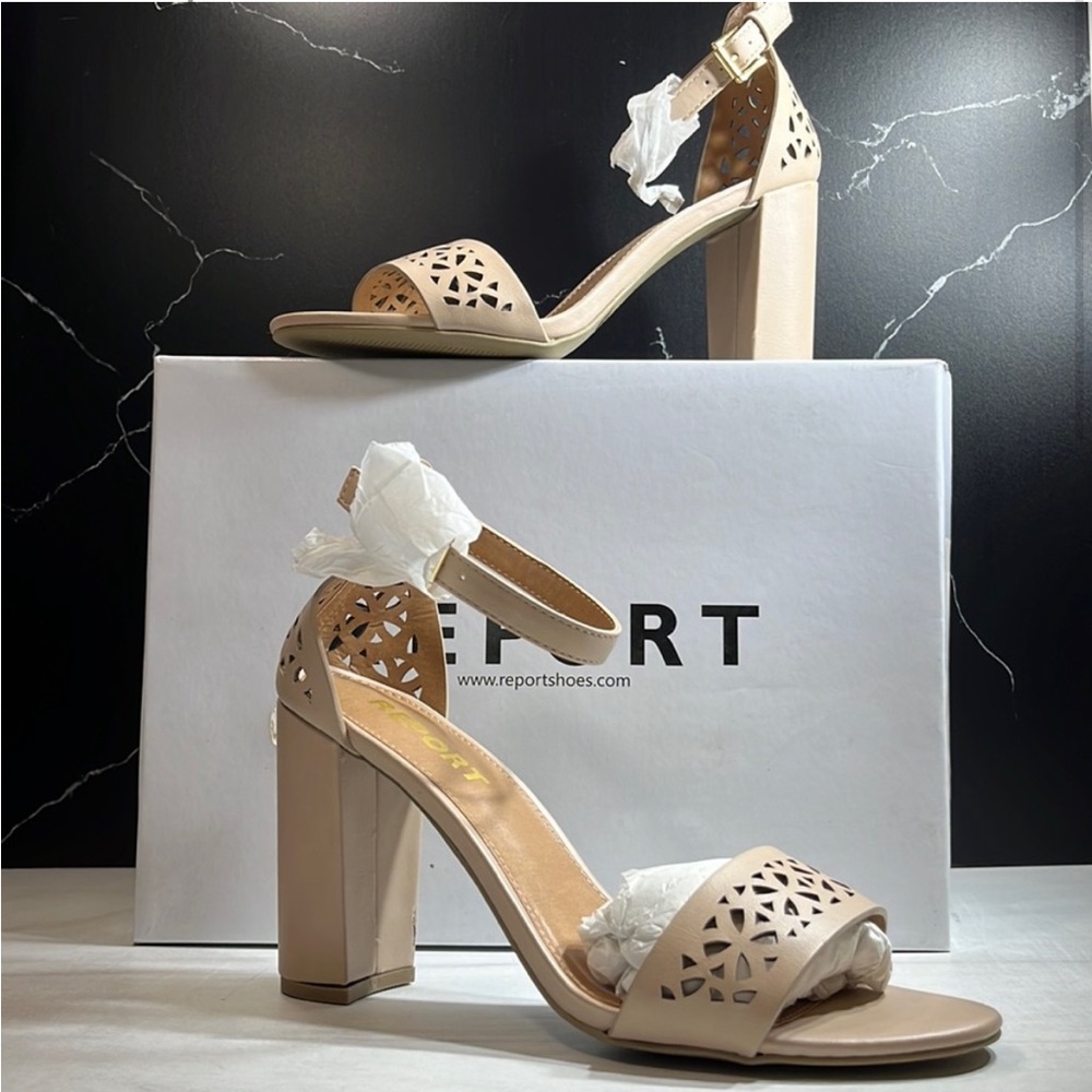 Report Windlyn Open Toe Pumps Nude sz 9